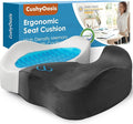 CushyOasis Seat Cushion, Gel Chair Cushions, Office Chair Cushions, Anti-Slip Bottom & Removable Cover Tailbone Pain Relief Cushion, Memory Foam Seat Cushion, 5.28 in Thick (Grey)
