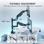 ARES WING Dual Monitor Mount for 17-49 Inch Ultrawide Heavy Duty Curved Screen, Computer Monitor Arm Desk Mount, Gas Spring Adjustable Vesa Stand, Black