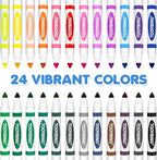 TooyBing 24 Color Washable Markers, Colored Washable Markers for Kids, Broad Tip Durable for Coloring Book, Back to Classroom Art School Supplies for Students Teachers Children