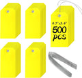 500 Pieces Plastic Shipping Tags with Wire Waterproof Hang Tags Heavy Duty Labeling Tags with String Wires Tags Labels Labeling Tags Stacking Tags for Equipment Car Parts (Yellow, 4 3/4 x 2 3/8)