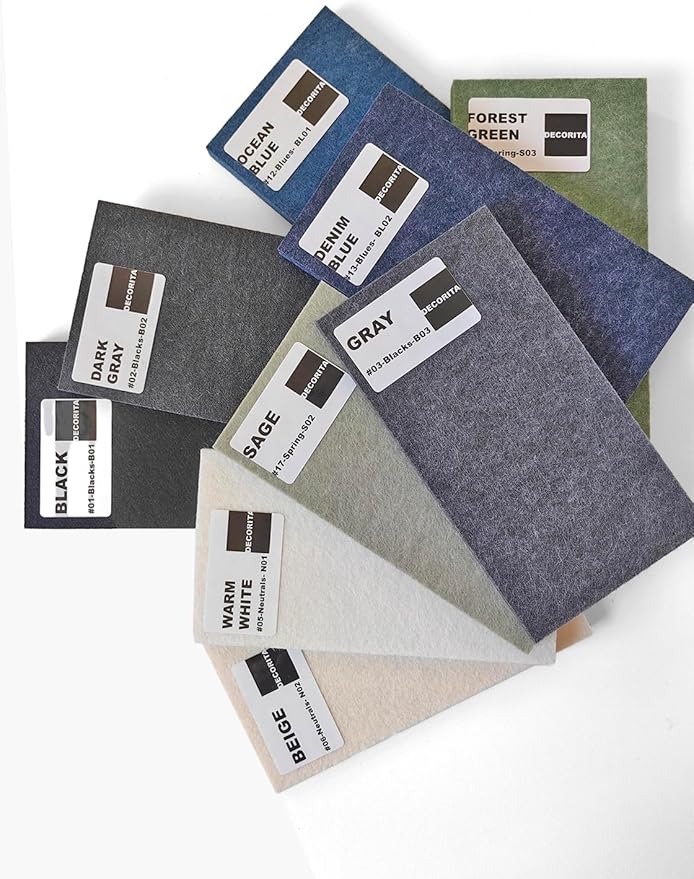 DECORITA Blue Felt Notice Board 47"x35" | Large Cork Bulletin Board Alternative for Office, Home & Classroom | Felt Wall Tiles (12-Pack) | Blue Classroom Decor Office Supplies | Ocean Blue