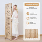 5.6 Ft Folding Room Divider, Portable Privacy Screen & Partition, No Assembly Required for Use as Cat Litter Box Cover, Clutter Hider, Room Separator, 3 Panels (Natural)