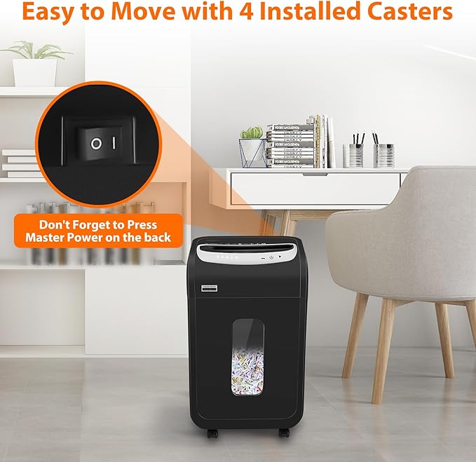 VidaTeco Paper Shredder for Home Office Heavy Duty with 60 Mins Running with US Patented Cutter,Shred CD/Card with Extra Large Bin,AUTO Jam Proof(ETL) (25-Sheet Cross Cut)