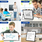Small Magnetic Desktop White Board – Portable Mini Easel Dry Erase Whiteboard for Students Double Side to Do List Dry Erase Board with Stand for Office, School, Home 10 x 10 inches