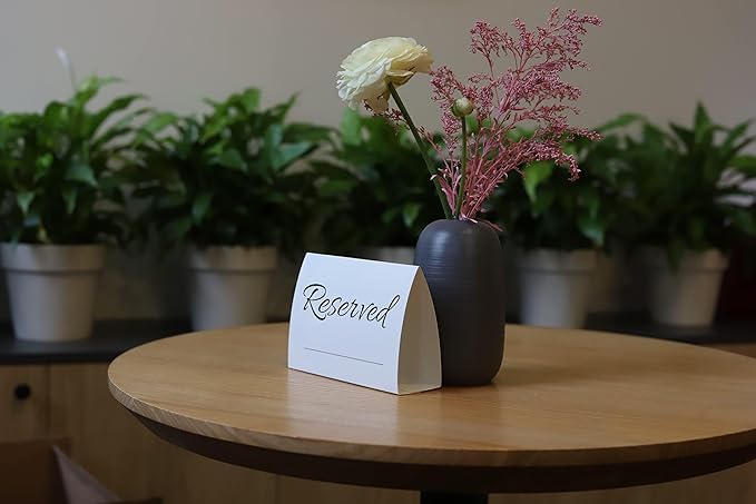 20 Pack Modern Reserved Table Sign With Name Line - Reserved Signs For Wedding - White Reserved Signs - Wedding Accessories - Tent Cards For Reserving Seats & Places - Place Cards for Party, Event