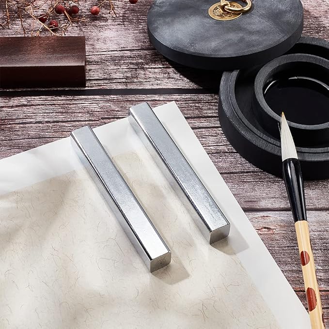 PH PandaHall 2pcs Chinese Calligraphy Paperweight, Iron Paper Weight Cast Heavy Map Paper Weights for Calligraphy Painting Writing Drawing Beginners Professional Offcice Desk