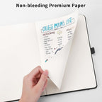 RETTACY Bullet Dotted Journal Notebook, 256 Pages, A5 Medium Size (5.7'' × 8.3''), Leather Hardcover, 120 GSM Thick Paper, for Bullet Journaling, Planning, Tracking (Dark Green)