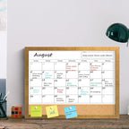 Calendar Whiteboard for Wall, 18x24 Inches White Board Calendar Dry Erase, Magnetic Monthly White Board with Gold Wood Frame, Hanging Dry Erase Board for Kitchen Home Office School Planner