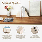 Karibiber Travertine Bookends for Heavy Books, Marble Decorative Bookends for Shelves, Heavy-Duty Stone Book Ends for Hardback Book & Cookbooks, Unique Book Stopper & Holder, Travertino Italy