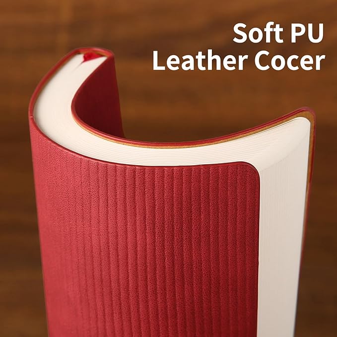 TSFPapier Lined Journal Notebook for Work College Ruled Note Book 7.2"x9.6" B5 PU Leather Daily Journaling 160 Pages for Women Men Writing Home School Supplies Business (Red)