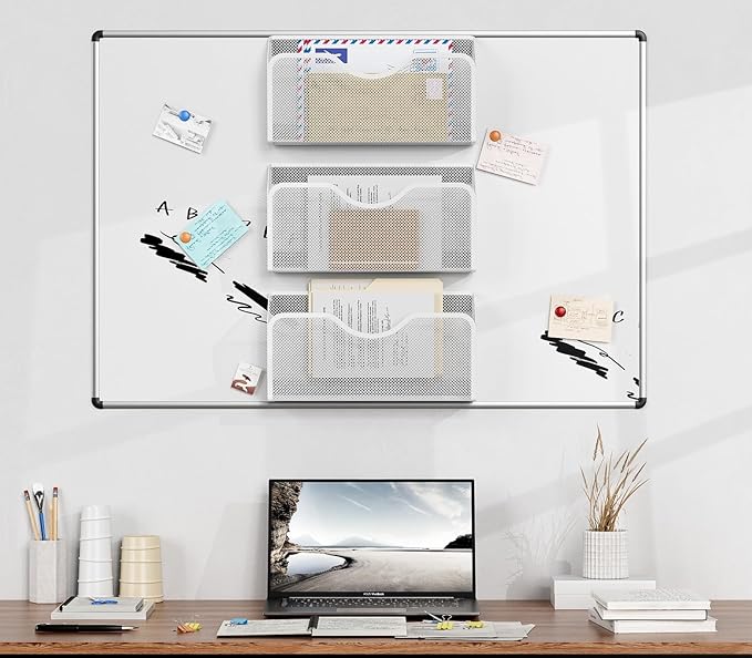 JANE EYRE Magnetic File Holder - 3PCS Paper File Mail Organizer No Drilling Magazine Paper Document Organizer for Cabinets Office Whiteboard