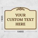 Custom Decorative Sign, Personalized Metal Sign for Business, Driveway, Home, Airbnb, Office Door Plaque, Brown Border Sign, 7x10 Inches, ACM, Fade Resistant, Made in USA by Sigo Signs