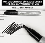 INTUNO Jumo Permanent Markers, 60 Count Black, Chisel tip, Oil-Based Permanent Markers, Waterproof and Fade-Resistant, for Paper, Wood, Metal, Glass and More