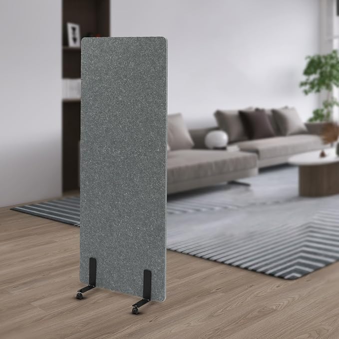 Polyester Desk Dividers, Soundproof Room Divider Office Furniture Partitions, Privacy Desk Panel with Wheels & Screwdriver, Stand Up Freestanding Desk Privacy Panel for Office Classroom(24" x 66")