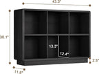 ChooChoo 6 Cube Storage Organizer, Wooden Bookcase with Storage, Cube Storage Bookshelf for Bedroom and Home Office, Black
