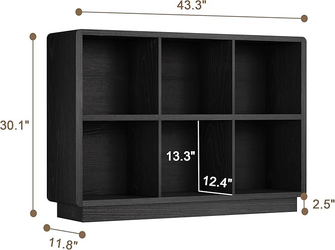 ChooChoo 6 Cube Storage Organizer, Wooden Bookcase with Storage, Cube Storage Bookshelf for Bedroom and Home Office, Black