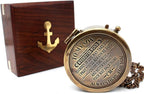 US HANDICRAFTS Brass Compass with Wooden Case | Engraved Compass from Mom to Son | Graduation Gift, Birthday, Inspirational Travel Keepsake