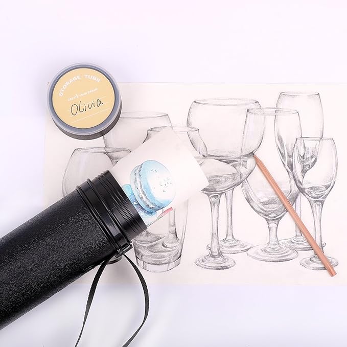 TRANSON 2-pack Durable Poster Storage Tube with Straps 24"-40" Extendable for Blueprints, Artwork, Maps, Posters