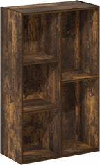 Furinno LUDER Book Shelf, 5-Cube Bookshelf, Reversible Bookcase, 9.4 x 19.5 x 31.5, for Living Room, Bedroom, Home Office, Amber Pine