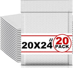 Ireer 20 Pack Extra Large 20 x 24" Bubble Mailers Poly Padded Envelopes Cushioned Mailing Envelopes Bubble Padded Mailers Self Adhesive Waterproof Shipping Bags for Business Christmas Gift Packaging