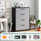 MIIIKO 4 Drawer Lateral Filing Cabinet with Lock, Metal File Cabinet 35.4" Wide, Home Office Locking Filing Cabinets for Legal Letter File Folders…