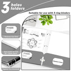 Two Pocket Portfolio Folders, PANDRI 60 Pack 3 Hole Punched 2 Pocket Folders for 3 Ring Binder, Letter Size Paper File Folder for School Office Home Business, Grey