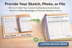 Custom Carbonless Invoice Book with Logo, Personalized Cover & Inner Pages, 2 Part NCR Receipt & Work Order Forms, Easy Tear, Writing Shield for Small Business (Upload Your Design, 11.8x8.3INCH)