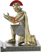 CYXStar Roman Praetorian Prefect Warrior Knight Pen Holder Desk Ornament Resin Praetorian Guard Mobile Phone Stand Desk Accessories and Organizer for Office with a Letter Opener (Bronze)
