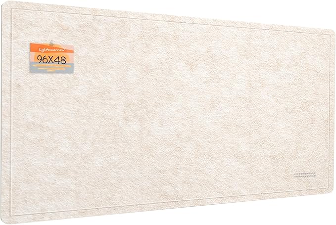 Lightomorrow Extra Large Bulletin Board - 96 x 48 Inches, Decorative Felt Pin Board for Wall - 8' x 4' Foldable Photo Display Board with Self-Adhesive Tape, Includes 20 Push Pins - Oatmeal