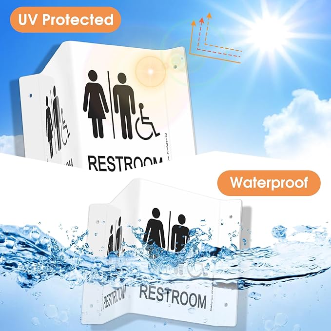 Faittoo Restroom Sign, Bathroom Signs, 4 Pack 6 x 8 Inches Acrylic Sign, for Office or Business Bathroom and Toilet Door or Wall Decor, Indoor Outdoor Use, White (Men and women with Handicap)