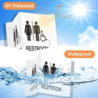 Faittoo Restroom Sign, Bathroom Signs, 2 Pack 6 x 8 Inches Acrylic Sign, for Office or Business Bathroom and Toilet Door or Wall Decor, Indoor Outdoor Use, White (Men and women with Handicap)