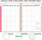 2026 Daily & Monthly Planner - One Page Per Day, Daily Planner 2026 from January 2026 to Deccember 2026, Planner 2026 with 12 Monthly Tabs, 6.4" x 8.5", Pink