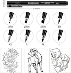 Piochoo Calligraphy Pens,8 Size Calligraphy Pens for Writing,Brush Pens Calligraphy Set for Beginners, Hand Lettering Pens