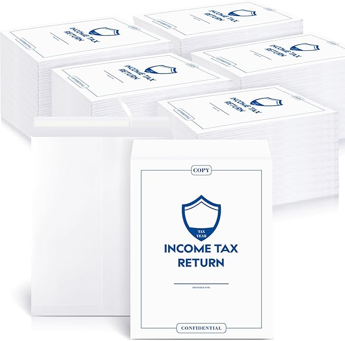 Engrowtic 500 Pcs Income Tax Return Envelope for Tax Preparers 9 x 12 Inches Open End Security Envelopes for Office Business Legal Documents Catalog Paper Mailing, White