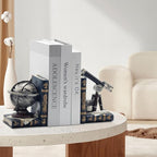 AUSTUFF Vintage Decorative Bookends, Armillary Sphere and Space Telescope Decorative Bookends, Vintage Decorative Unique Bookends for Home Office Schools