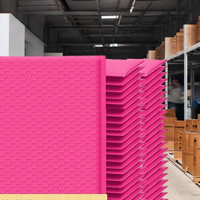 iMBAPrice 4x8 Inch Pink Poly Bubble Mailers #000, 500-Pack – Waterproof Self-Seal Padded Shipping Envelopes for Small Business, Jewelry, Cosmetics, Cards & Accessories
