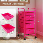 RELAX4LIFE 6-Drawer Rolling Storage Cart - Classroom Organization on Wheels w/Removable Plastic Drawers, Mobile Art Craft Cart for School Paper Home Office, Utility Cart with Drawers (Pink)