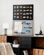 Lightomorrow Bulletin Board 36 x 24 inches, Black Board & Grey Fabric Board Combo, Black Aluminum Framed Linen Vision Board with 10 Push Pins