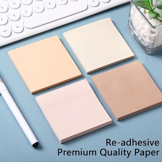 Thenshop 12 Pads Boho Sticky Notes 3''x3'', Self Stick Notes Pads Boho Office Supplies, Vintage Aesthetic School Accessories 50 Sheets/pad