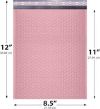 Light Pink Poly Bubble Mailers 8.5x12 inch #2 | Self Seal Padded Envelopes | Cushioned Bubble Mailer | Usable Size 8.5x11 | Water Proof | Lightweight mailing Shipping Bags | 100 Pack Bulk