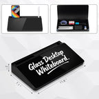 Small Glass Desktop Whiteboard 11.8×7”, Dry Erase Note Memo Board, Desk Organizer with Storage for Desk, Office, School Supplies, Black, 2026
