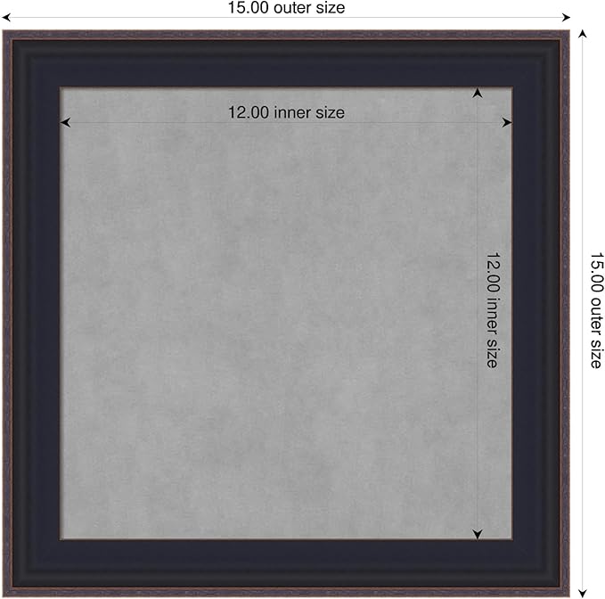 Amanti Art Black Framed Magnetic Board 15x15 X-Small Vision Board for use with Magnets, 100% Metal Sheet to Display Items as Office Decor or for Home Organization in mudroom, Kitchen or Kids Room