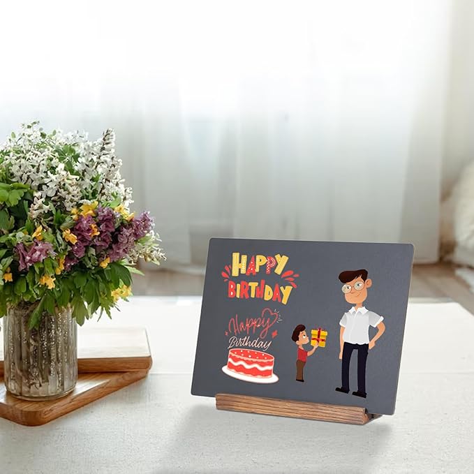 JDEA Desk Chalkboard Wood Sign Double-Sided Chalkboard with Wooden Base Decorative Chalkboards Message Blackboard (1 Pack 8.7x12)