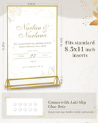 Dynta Acrylic Sign Holder 8.5x11 8pck Clear Table Display Stands Double Sided Table Sign Holders, Menu Holder for Wedding, Party, Office, Store, Home Use (Gold Frame)