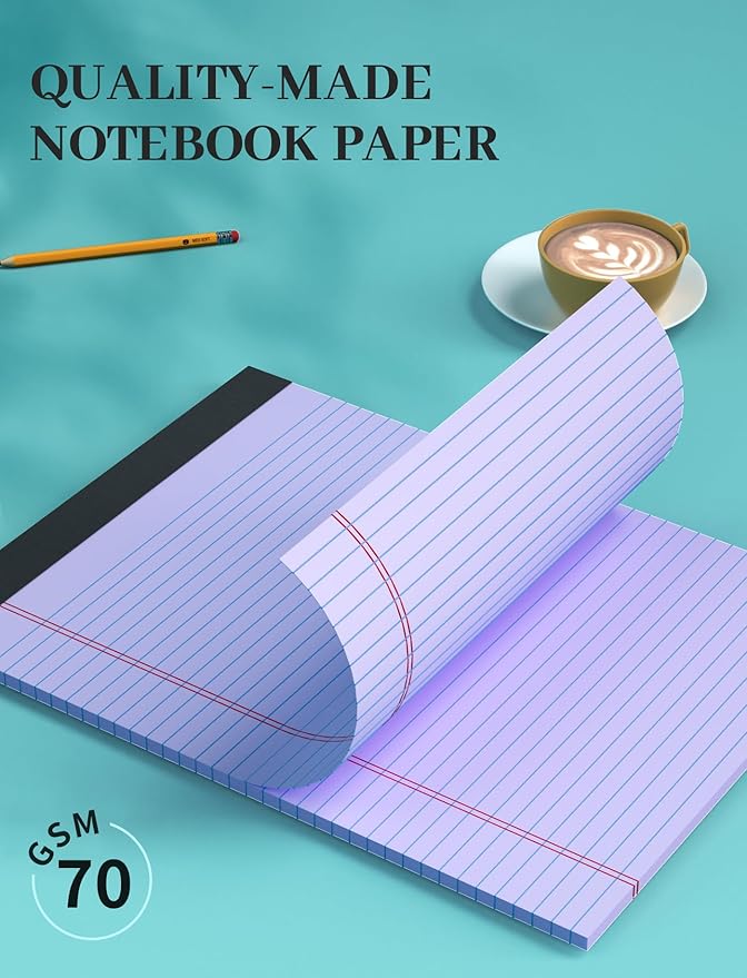12 Pack Legal Pads 8.5 x 11 College Ruled, Lined Paper Pads 8.5 x 11, Colored Legal Pads, 30 Sheets Per Writing Pads, Perforated Note Pads with Sturdy Backing, Notepads for School, Office, Home