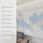 Amantech 12 Pack Acoustic Panels Self Adhesive Sound Proof Foam, High Density Sound Acoustic Foam Panel, 12X10.23X0.4 Inch Hexagon Wall Panels in Home,Office,Reccording Room,Studio(Light Sky Blue)