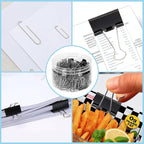 370 PCS Paper Clips and Binder Clips Set – Assorted Sizes Metal Clips (28-50mm Paper Clip + 15-25mm Binder Clip), Office Supplies for Home School
