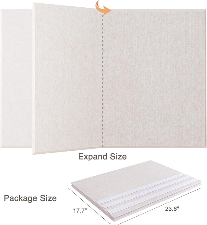 Lightomorrow Thickened Bulletin Board - 36 x 24 Inches, Decorative Felt Board Pin Board for Wall - 3' x 2' Foldable Photo Display Board with Self-Adhesive Tape, Includes 20 Push Pins - Oatmeal