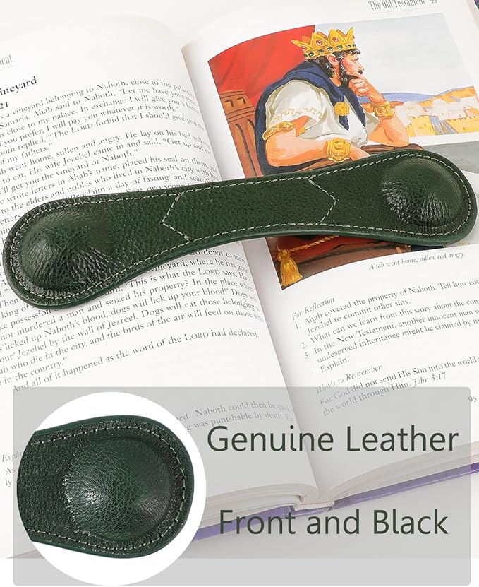 Weighted Bookmark - Leather Book Page Weight Book Weights Holder for Hands-Free Reading Paper Weights for Cookbooks Crafts Music Books (01Green)