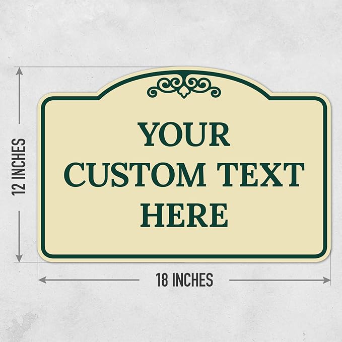 Custom Decorative Sign, Personalized Metal Sign for Business, Driveway, Home, Airbnb, Office Door Plaque, Green Border Sign, 12x18 Inches, ACM, Fade Resistant, Made in USA by Sigo Signs